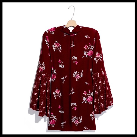 FREE PEOPLE BOHO FLOWY MINI TUNIC DRESS BOHEMIAN PRINT A2C - Picture 7 of 16